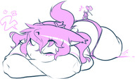 drawing gentle giantess sleeping monochrome butt lying_down pink