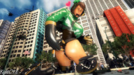 giantess vore city large_breasts brunette gmod short_hair boots anal_insertion bottomless outdoors imminent_vore digital_render skintight_clothing