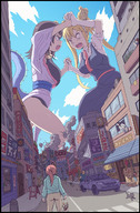 drawing giantess karbo city dragon color destruction anime fighting giantesses smoke elma kobayashi_san_chi_no_maid_dragon kobayashi tohru