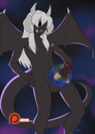 drawing white_hair earth horns tail wings space color destruction giant penis planet demon impale spokle cosmic_giant planet_fuck marik zorkura