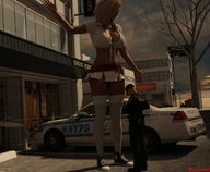 city blonde clothed police mini_giantess standing police_car digital_render giantess_lover45