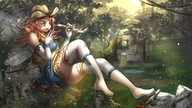 drawing giantess color brunette shrunken felarya airplane forest cowboy_hat
