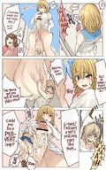 drawing giantess insertion blonde comic color futanari penis cock_vore running testicles between_fingers uru
