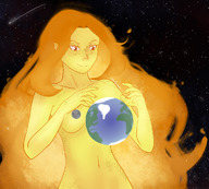 drawing giantess earth space color planet moon sun navel looking_down stars cosmic_giantess xxxgoom