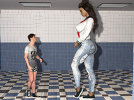 gentle large_breasts long_hair clothed jeans brunette amazon standing sweater digital_render emomadkid