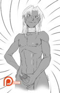 drawing monochrome giant penis cock_vore dark_skin jewelry spokle bakura yu-gi-oh! marik