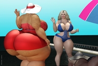 bikini giantess handheld ocean giantesses hat curvy voluptuous brothervirgil digital_render