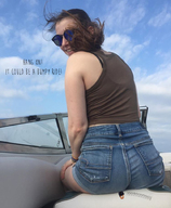 crush collage butt butt_crush brunette shorts sunglasses boats pinned shrunken_person jean carrie