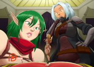 drawing giantess color shrunken_woman elf_girl belly_dancer low_angle_pov looking_at_tiny spokle geistis
