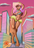 drawing giantess anthro city color barefoot dance buildings feathers spokle jenora