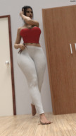 handheld barefoot brunette shrunken_men foot_crush belly cruel under_foot floor digital_render amgipi