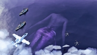 giantess ocean mermaid jets swimming clouds ships digital_render narkoman22