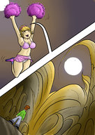 drawing blonde comic color cheerleader unaware shrunken_man smushedboy hair_forest