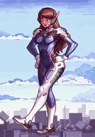 drawing giantess city color destruction brunette tights kick strolling overwatch d.va hana_song gareit0