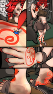 drawing micro color claws soles red_eyes blood red_hair gore sandals belly shrunken_man teasing cruel hand_crush dirty tattoo poking mat claire destroyer_silhouette transient