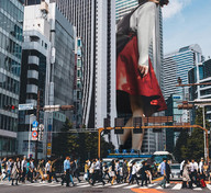 giantess collage city skirt asian short_hair strolling airraid