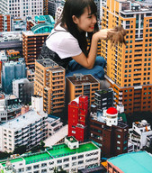 giantess collage long_hair destruction buildings asian finger_crush airraid