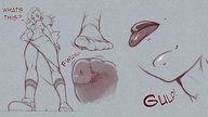 drawing giantess micro vore alien comic monochrome socks looking_down sneakers mohawk disney kononiko lord_dominator wander_over_yonder