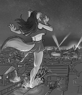 drawing crush feet furry macro city giant anime cheerleader tyrnn foot_crush canine cheerleader_outfit