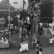 giantess collage city clothed asian dress sandals standing streets purse airraid