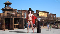 breasts giantess collage asian looking_at_viewer spectators cowgirl_hat western goingdown
