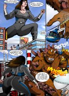 drawing giantess city comic color cleavage helicopter brunette monster hand_crush mikemcelwee