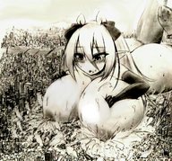 breasts giantess city mega monochrome destruction huge_breasts breast_crush lying_down lactation ulzakino