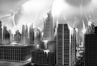 giantess city monochrome destruction huge_breasts lactation ulzakino