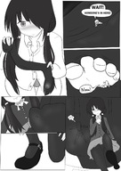 drawing blushing monochrome black_hair long_hair clothed in_shoe socks in_socks luckyb