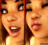 vore tongue mouth lips elf shrunken_woman open_mouth emma freckles digital_render ashkiiwolf