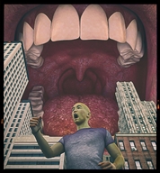 giantess vore giga city tongue mouth teeth uvula running open_mouth imminent_vore digital_render narkoman22