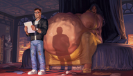 drawing vore huge_breasts mini_giantess sitting bbw reading bigbig yawning
