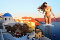 breasts giantess collage mega swimsuit buildings brunette wonderslug belly sunglasses lake reflection cliff wading offshore valentina_vignali