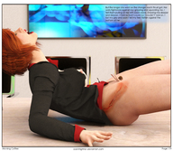 breasts nipples insertion pussy aroused red_hair shrunken_man naked_man digital_render openhighhat morning_coffee narration x_ray_view