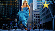 giantess collage city blonde buildings smiling dress walking streets vehicles los_angeles looking_at_viewer street_view giantessbuster209 margot_robbie
