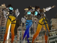giantess city mega butt destruction giantesses outdoors digital_render overwatch skintight_clothing tracer_(overwatch)
