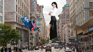 giantess collage city buildings wonderslug leg streets vehicles looking_at_viewer pedestrians street_view