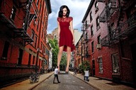 giantess collage high_heels buildings wonderslug dress legs streets sky looking_at_viewer between_buildings street_view mariya_yaremchuk