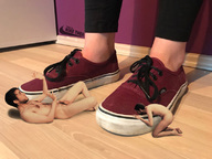 collage feet scared shrunken_man sneakers floor littlesmall nike_thea