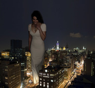 breasts giantess collage city mega buildings brunette wonderslug dress streets vehicles night white_dress new_york_city empire_state_building city_lights gemma_arterton