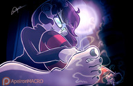 drawing giantess feet barefoot soles glasses shrunken_woman looking_down striped_stockings stinky nail_polish black_nails apeiron-macro lucy-ferryn-dyalvol catherine_the_titan