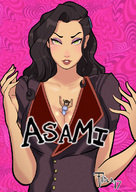 black_hair cleavage asami_sato breasts drawing giantess color clothed korra legend_of_korra asami between_breasts