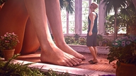 gentle giantess nude feet butt barefoot sitting looking_up plants digital_render narkoman22 conservatory