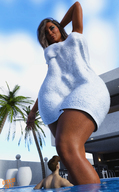 gentle giantess blonde long_hair pool looking_down standing towel digital_render gtsx3d