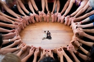 collage clothed barefoot foot_worship sitting shrunken_man women msku