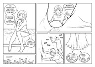 drawing micro comic monochrome toes barefoot soles story foot_worship between_toes waving dialogue panels smushedboy