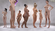 breasts nipples nude pussy butt futanari penis barefoot glasses multiple_sizes amazon women spawngts shaven digital_render blobde