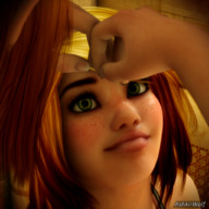 giantess green_eyes smiling giantesses dangle voluptuous freckles sisters digital_render opal ashkiiwolf