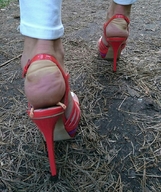 collage high_heels insole walking shrunken_man outdoors under_foot