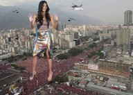 giantess collage city black_hair long_hair clothed skirt high_heels helicopter dress outdoors top crowds smilng zebos2003 venezuela